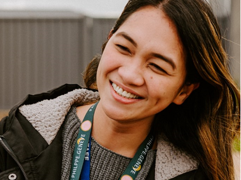 Woman smiling at another woman