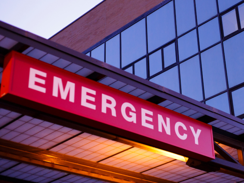 emergency sign shown outside a hospital