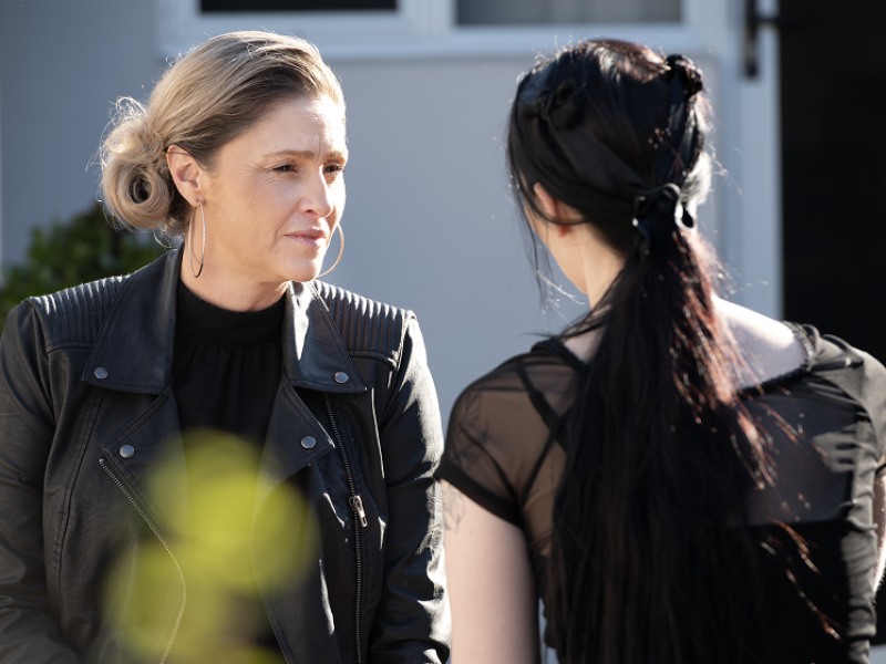 Two women chatting