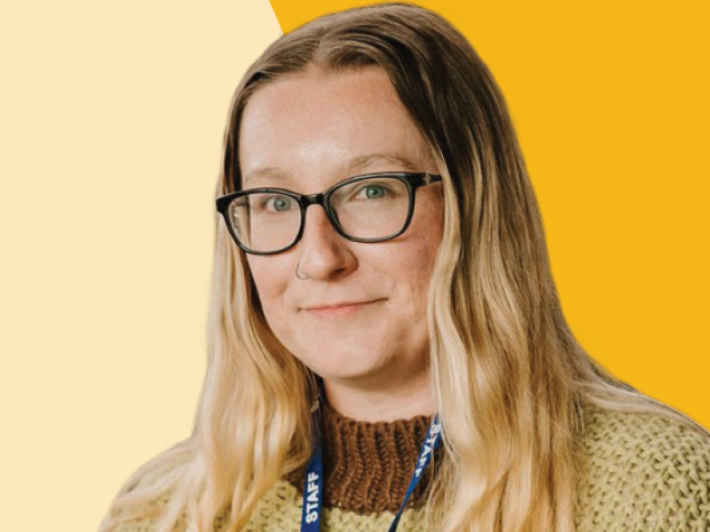 A woman with glasses