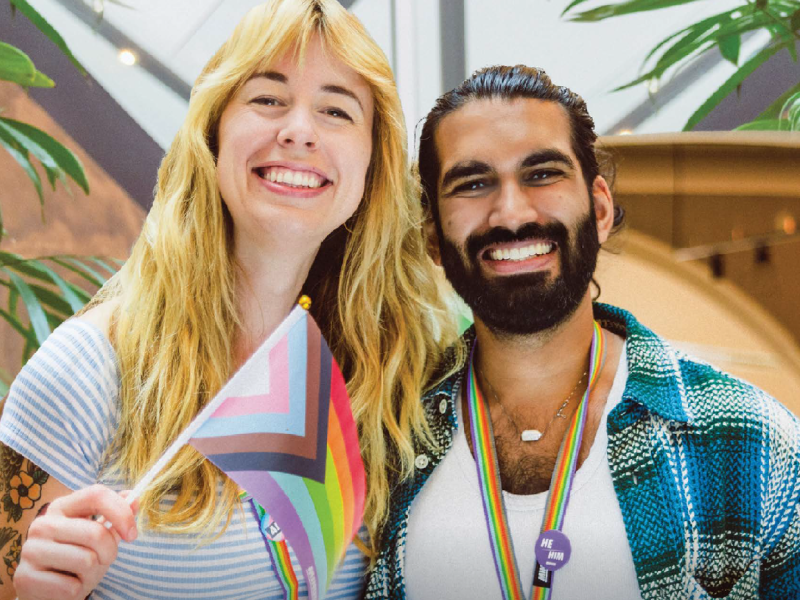 Two people smiling