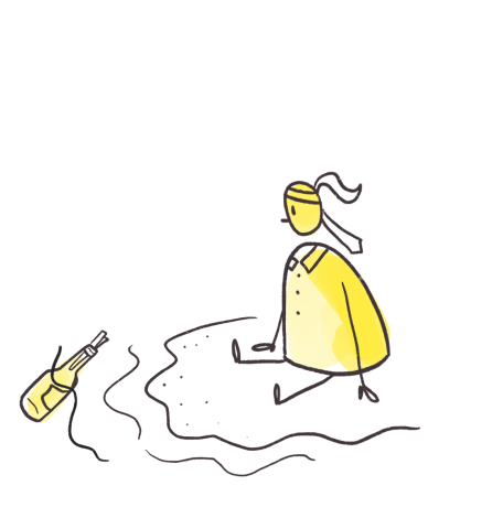person looking at bottle