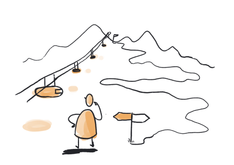 person looking at mountain