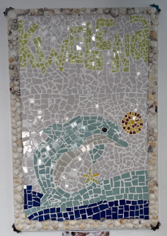 A mosaic with dolphins